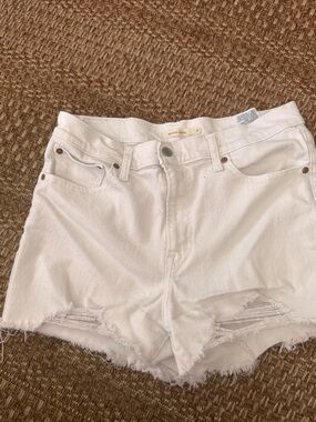 Levi's White Distressed High-Rise Jean Shorts
